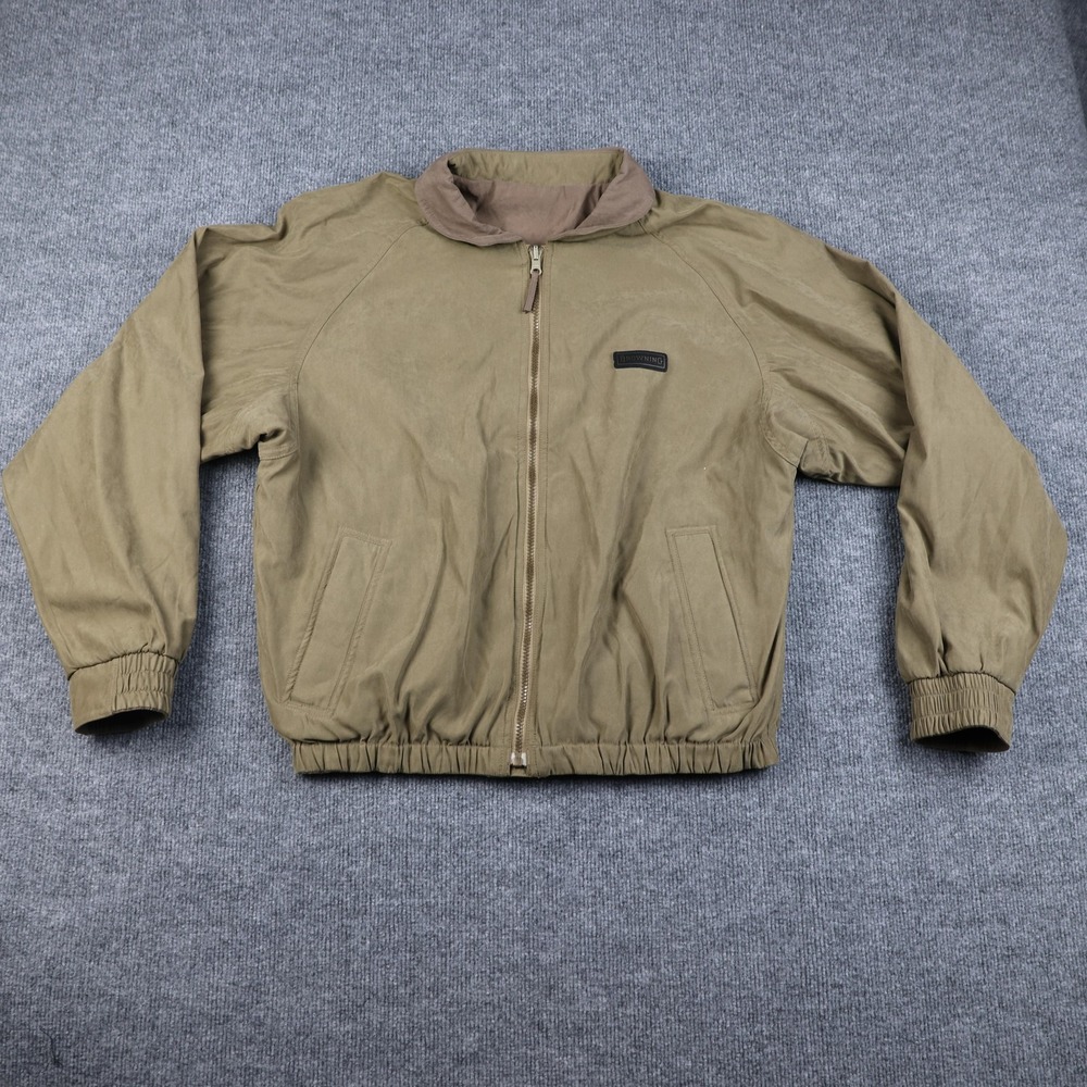 Browning Jacket Mens Medium Brown Green Reversible Bomber Hunting Outdoors‎
